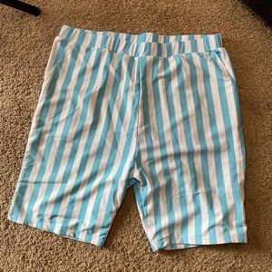 Baby Blue and White Striped Shorts